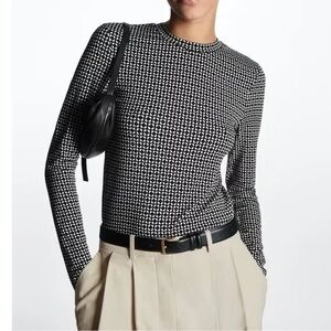 COS Black and White Long Sleeve Top